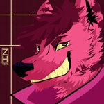 ambiguous_gender anthro black_nose eyebrows facial_markings fluffy fur hair head_markings markings muzzle_(marking) pink_body pink_fur smile snout snout_markings solo teeth yellow_teeth zhearun drawfee_(copyright) jacob_fursona hyena mammal 1:1 hi_res