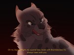 ambiguous_feral ambiguous_gender black_background bodily_fluids crying fake_screencap feral fur grey_body grey_fur simple_background solo tears text f3ralh3arts warriors_(book_series) warriors_(series) ashfur_(thunderclan) domestic_cat felid feline felis mammal 4:3 hi_res male_(lore)