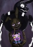 anthro bow_tie buckteeth clothing group happy holding_another looking_at_viewer looking_back looking_back_at_viewer male purple_clothing purple_eyes purple_topwear purple_vest teeth topwear trio vest carina2cl five_nights_at_freddy's five_nights_at_freddy's:_help_wanted five_nights_at_freddy's:_security_breach five_nights_at_freddy's:_security_breach_ruin scottgames steel_wool_studios glitchtrap helpi_(fnaf) mxes_(fnaf) bear lagomorph leporid mammal rabbit 2023 absurd_res digital_media_(artwork) hi_res