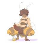 2_toes antennae_(anatomy) anthro arthropod_abdomen balls big_penis bodily_fluids bottle bottomless brown_body brown_fur brown_hair butt butt_from_the_front claws clothed clothing container crouching cum feet femboy flavored_cum food foreskin freckles fur genital_fluids genitals glans hair honey_(food) honey_cum huge_penis humanoid_genitalia humanoid_penis jar male pattern_clothing pattern_sweater pattern_topwear penis solo striped_body striped_clothing striped_fur striped_sweater striped_topwear stripes sweater thick_thighs toe_claws toes topwear unusual_bodily_fluids unusual_cum unusual_genital_fluids yellow_body yellow_fur tinysmallman mazus_(tinysmallman) arthropod bee bumble_bee_(species) hymenopteran insect 1:1 2022 absurd_res hi_res signature