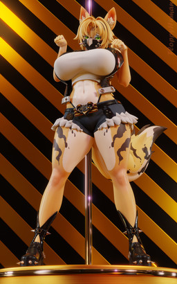 anthro big_breasts boots breasts clothing female footwear green_eyes high_heeled_boots high_heels huge_breasts inner_ear_fluff mask paw_pose pole pose pupils shoes slit_pupils solo standing stripper_pole tail thick_thighs tuft wide_hips floppyhuman valorlynz_(modeler) mihoyo zenless_zone_zero pulchra_fellini felid feline mammal thiren 3d_(artwork) 5:8 absurd_res digital_media_(artwork) hi_res