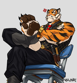 4_toes anthro claws clothed clothing cross-popping_vein feet foot_fetish foot_focus looking_at_viewer low-angle_view male pawpads paws simple_background soles solo stirrup_legwear toe_claws toes hell_oart epic_games fortnite oscar_(fortnite) felid mammal pantherine tiger hi_res
