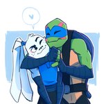 duo eyes_closed heart_symbol hug male male/male romantic smile unknownplants rise_of_the_teenage_mutant_ninja_turtles teenage_mutant_ninja_turtles usagi_yojimbo leonardo_(tmnt) miyamoto_usagi lagomorph leporid mammal pond_slider rabbit red-eared_terrapin reptile scalie terrapin turtle 1:1 absurd_res hi_res