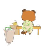 anthro bottomwear brown_body brown_fur clothing fur kemono shirt shorts solo topwear trash_can magictukai_aaaa animal_crossing nintendo tom_nook_(animal_crossing) canid canine mammal raccoon_dog tanuki 2020 absurd_res hi_res