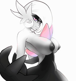 alternate_color breasts female hair iridescent looking_at_viewer nipples rainbow smile solo white_hair faejunkie nintendo pokemon generation_6_pokemon humanoid mega_evolution mega_gardevoir pokemon_(species) animated short_playtime slideshow