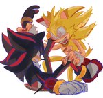 angry anthro battle black_body blonde_hair bracelet clothing duo fight footwear gloves hair handwear jewelry male nails sharp_nails sharp_teeth shoes sneakers teeth xamxsu fleetway_comics sega sonic_the_comic sonic_the_hedgehog_(comics) sonic_the_hedgehog_(series) fleetway_sonic_(character) shadow_the_hedgehog sonic_the_hedgehog super_sonic_(sonic_the_comic) eulipotyphlan hedgehog mammal 2024 digital_media_(artwork) hi_res