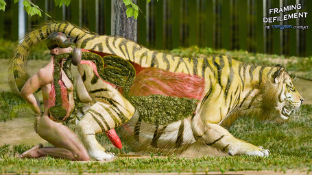 animal_genitalia animal_penis anus balls camo camo_clothing camo_hat camo_headgear camo_headwear camo_print clothing duo fart fart_cloud feces feces_on_body feces_on_chest feces_pile feline_genitalia feline_penis feral fur gag genitals gold_(metal) gold_jewelry guts hands_tied_behind_back hat hat_only headgear headgear_only headwear headwear_only humiliation jewelry leaf male male/male mostly_nude muscular nipples nude open_mouth orange_body orange_fur organs outside pattern_clothing pattern_hat pattern_headgear pattern_headwear penis plant puffy_anus solo tail text tree veiny_neck x-ray_view kenresek human mammal 16:9 2025 3d_(artwork) digital_media_(artwork) english_text hi_res promotional_material watermark widescreen