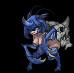 blue_hair breasts female hair monster_girl_(genre) simple_background solo transparent_background muhut capcom monster_hunter carapaceon ceanataur humanoid 2020 2d_animation alpha_channel animated digital_media_(artwork) low_res short_playtime