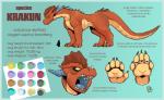 2017 5_toes anthro brown_body brown_scales carnivore color_swatch digital_media_(artwork) dragon english_text feet feral hayven_celestia krakun male mythological_creature mythological_scalie mythology nude open_mouth pawpads paws quadruped rick_griffin scales scalie solo species_sheet tail text toes