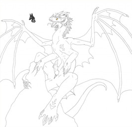 anthro claws duo erection genitals horn knot male membrane_(anatomy) membranous_wings nude penile_spines penis simple_background tail white_background wings tsuanuta mythology dragon mythological_creature mythological_scalie scalie black_and_white hi_res monochrome source_request