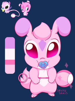 3_toes ambiguous_gender color_swatch dipstick_ears ear_markings facial_markings feet forehead_markings front_view fur head_markings markings multicolored_ears neonate pacifier pink_body pink_eyes pink_fur rattle simple_background solo standing toes transparent_background young sphinxskulls cc-by-nc-nd creative_commons disney lilo_and_stitch babyfier mr._stenchy alien experiment_(lilo_and_stitch) hybrid 2021 alpha_channel