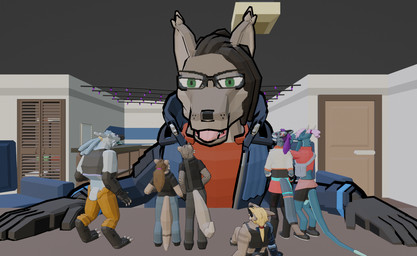 anthro apartment extreme_size_difference female group male micro size_difference geijutsu_konran hans_lewdington tiny_treats(video_game) duncan_(tiny_treats) jade_(tiny_treats) kai_(tiny_treats) madison_(tiny_treats) nikita_(tiny_treats) nona_(tiny_treats) yukari_(tiny_treats) canid mammal viskal vynn warkun 3d_(artwork) digital_media_(artwork)