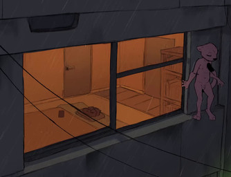 anthro balls bedroom cellphone clothing electronics flaccid folded_clothing footwear genitals ledge looking_back male nude open_window penis phone raining shoes solo standing suicidal_ideation window conditional_dnp dacad animated long_playtime loop sound webm