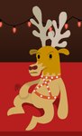 anthro bondage_gear chest_straps male nude null on_model solo spread_legs spreading suggestive_pose hunter-husky olive_the_other_reindeer schnitzel_(olive_the_other_reindeer) deer mammal new_world_deer reindeer hi_res