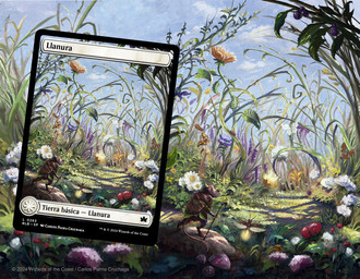 ambiguous_gender anthro clothing cloud daisy_(flower) dandelion detailed_background flower fungus fur grass grey_body grey_fur holding_object holding_staff leaf leaf_clothing lilac_(flower) morning mushroom outside plant rear_view rock solo spring staff standing tail text carlos_palma_cruchaga hasbro magic:_the_gathering wizards_of_the_coast ambient_arthropod ambient_bee ambient_butterfly ambient_insect mammal mouse murid murine rodent 2024 english_text official_art