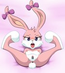 anthro anus blush breasts buckteeth censor_bar female fur genitals ineffective_censorship lying nipples on_back open_mouth pink_body pink_fur pussy ribbons scut_tail short_tail small_breasts solo tail teeth tongue white_body white_fur young young_anthro greenninja tiny_toon_adventures warner_brothers babs_bunny lagomorph leporid mammal rabbit censored hi_res