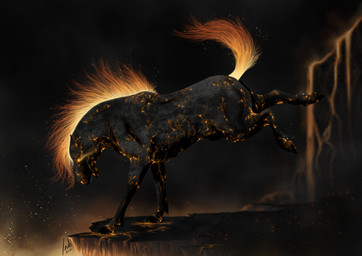 animal_genitalia barely_visible_genitalia barely_visible_sheath black_body black_ears black_face black_fur black_hooves cliff detailed_background feral fire flaming_hair flaming_mane flaming_tail fully_sheathed fur genitals glowing glowing_eyes hell hooves lava male mane monotone_body monotone_face monotone_fur monotone_mane monotone_tail pseudo_hair pseudo_mane quadruped sheath side_view snout solo tail yellow_eyes indiwolf elemental_creature equid equine horse mammal mineral_fauna 2012 digital_media_(artwork) digital_painting_(artwork) painting_(artwork) restricted_palette signature