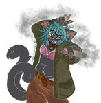 2_tails anthro bell bell_collar belly_fluff belt bra claws clothing collar drugs ear_piercing ear_ring female fungus marijuana multi_tail mushroom panties paws piercing ring_piercing solo substance_intoxication tail underwear whiskers stariibat paizo pathfinder vesper_(stariibat) animal_humanoid cat_humanoid felid felid_humanoid feline feline_humanoid humanoid mammal mammal_humanoid