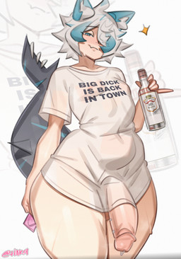 alcohol beverage big_penis blue_highlights bottomless clothed clothing condom femboy furgonomics furry-specific_piercing genital_piercing genitals hair highlights_(coloring) holding_beverage holding_condom holding_object looking_at_viewer male penis penis_piercing piercing scar sexual_barrier_device shirt shirt_only smug_face solo tail tail_piercing tail_scar thick_tail thick_thighs topwear topwear_only translucent translucent_clothing white_body white_hair wide_hips tttinkaaaaa human humanoid mammal sharkcat absurd_res hi_res huge_filesize