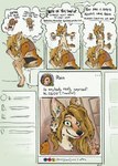 anthro biped blep canid canine canis clothed clothing comic coyote english_text female fingers gesture hair hand_gesture hi_res mammal rain_(vanillayote) shoulder_angel shoulder_devil smile social_media solo tail text tongue tongue_out trans_(lore) trans_woman_(lore) v_sign vanillayote