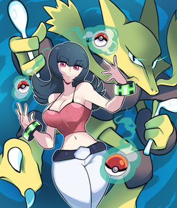 bottomwear breasts clothed clothing cutlery duo female gym_leader kitchen_utensils pants pink_eyes pokeball shirt spoon standard_pokeball tank_top telekinesis tools topwear white_bottomwear white_clothing white_pants yellow_body missandydandy nintendo pokemon sabrina_(pokemon) alakazam generation_1_pokemon human mammal pokemon_(species) absurd_res hi_res