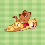 1:1 after_sex animal_crossing anthro bear blush bodily_fluids bottomless breasts brown_body brown_fur brown_hair butt canid canine cigar clothed clothing cum cum_covered cum_everywhere cum_on_butt cum_on_face cum_on_feet cum_on_leg drooling duo feet female fucked_silly fur genital_fluids hair hi_res lazerzoid_(artist) lazzylad male male/female mammal messy nintendo open_mouth raccoon_dog saliva simple_background smoking sweat sweatdrop tammy_(animal_crossing) tanuki tom_nook_(animal_crossing) topwear yellow_body yellow_fur