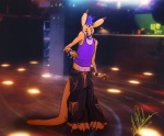 alternative_fashion armor blue_hair bondage_pants bottomwear bracers clothed clothing dancing eyes_closed feet fully_clothed fur hair hindpaw jewelry male midriff navel necklace nightclub pants paws phat_pants photo_background shirt solo tail tank_top topwear stormeyes edel_(edel) kangaroo macropod mammal marsupial 2009 photography_(artwork)