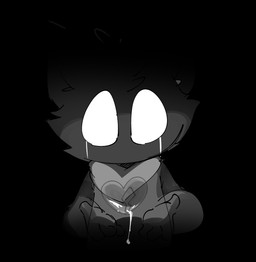 ambiguous_gender anthro black_background black_body black_fur bodily_fluids clothing crying fur holding_object mouthless sad shadow simple_background sleeveless_sweater solo sweater tears topwear white_eyes smite_(artist) league_of_legends riot_games tencent kota_(smite) yordle greyscale hi_res monochrome male_(lore)