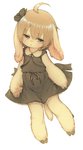 accessory anthro black_clothing black_dress black_flower blonde_hair clothed clothing dress female flower fully_clothed fur hair hair_accessory half-closed_eyes kemono narrowed_eyes pawpads plant simple_background solo standing white_background young feral_lemma lagomorph leporid mammal rabbit absurd_res hi_res