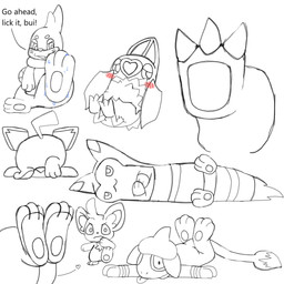 ambiguous_gender feet feral foot_fetish foot_focus tail tongue wings secretsableye nintendo pokemon buizel charizard furret generation_1_pokemon generation_2_pokemon generation_4_pokemon generation_5_pokemon minccino pichu pokemon_(species) raichu smeargle swoobat 1:1 digital_media_(artwork) hi_res sketch_page