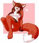 anthro blush breasts brown_hair curvy_figure ear_piercing female green_eyes hair looking_at_viewer nipples nude piercing smile solo tattoo voluptuous coffaefox canid canine fox mammal 2016 hi_res