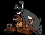 alpha_channel animatronic anthro bear blue_eyes bodily_fluids bow_(feature) bow_tie breasts brown_body brown_fur clothing crossgender cum female five_nights_at_freddy's five_nights_at_freddy's_2 freddy_(fnaf) fur genital_fluids group hat headgear headwear lagomorph leporid machine male male/female mammal nude penetration rabbit robot scottgames shadow_bonnie_(fnaf) simple_background teeth transparent_background zach_blitz_(artist)