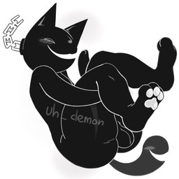 3_toes anthro ball balls balls_outline bent_legs big_butt black_body black_ears black_fur bound bubble_butt bulge butt cat_tail chain chain_leash chained curled detailed_bulge feet femboy foot_focus footprint fur genital_outline genitals grin huge_butt leash legs_up living_tail male pawpads pawprint paws pointy_ears round_head smile smiling_at_viewer smug_face solo tail thick_thighs toes unusual_anatomy unusual_tail wide_hips uh_demon mario_bros nintendo chompat_(uh_demon) chain_chomp domestic_cat felid feline felis ghost mammal spirit 1:1 hi_res