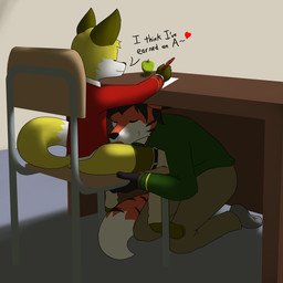 anthro dominant dominant_young duo fellatio male male/male oral penile sex student teacher teacher_and_student under_table young young_anthro young_male anonymous_artist aero_novara valheru canid canine fox mammal 1:1 absurd_res hi_res