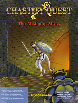 4_toes 5_fingers anthro big_breasts black_hair blue_body blue_scales breasts catacombs chastity_belt chastity_bra chastity_device clenched_teeth clothed clothing collar cuff_(restraint) duo fantasy feet female fingers hair horn humanoid_hands male melee_weapon restraints scales shackles shield skimpy sword tail teeth text toes weapon wearing_chastity_belt wearing_chastity_bra wearing_chastity_device wearing_collar evangellos mythology dragon humanoid mythological_creature mythological_scalie scalie cover english_text hi_res video_game_cover