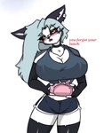 anthro big_breasts blush breasts cleavage clothed clothing female small_waist solo thick_thighs wide_hips pace-maker helluva_boss mythology loona_(helluva_boss) canid canid_demon canine demon hellhound mammal mythological_canine mythological_creature