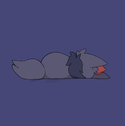 ambiguous_gender feral fur lying on_side rear_view solo nintendo pokemon canid generation_5_pokemon mammal pokemon_(species) zorua hi_res tagme