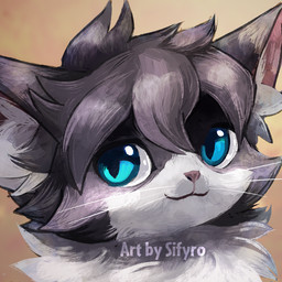 ambiguous_form ambiguous_gender black_body black_ears black_fur blue_eyes blue_pupils brown_inner_ear brown_nose cheek_tuft dark_pupils facial_tuft front_view fur fur_tuft head_tuft iris kemono looking_at_viewer multicolored_body multicolored_fur neck_tuft pointy_ears prick_ears pupils simple_background smile snout solo tan_background text textured_background tuft two_tone_body two_tone_fur whiskers white_body white_fur blitzdrachin conditional_dnp domestic_cat felid feline felis mammal 1:1 2020 colored digital_media_(artwork) digital_painting_(artwork) headshot_portrait icon painting_(artwork) portrait signature