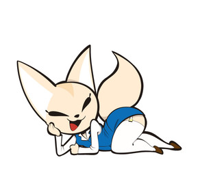 anthro black_eyes clothing female fur garter_straps legwear lying office_lady on_side simple_background solo stockings tan_body tan_fur thick_thighs white_background white_clothing white_garters white_legwear white_stockings squirrelboy aggretsuko sanrio fenneko canid canine fennec_fox fox mammal true_fox 2025 hi_res