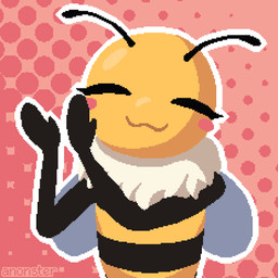 :3 antennae_(anatomy) anthro biped black_arms blush clapping closed_smile eyes_closed halftone_background male membrane_(anatomy) membranous_wings mouth_closed neck_tuft pattern_background simple_background smile solo striped_body stripes tuft white_tuft wings yellow_body anonster arthropod bee honey_bee hymenopteran insect 1:1 animated digital_media_(artwork) halftone pixel_(artwork) watermark