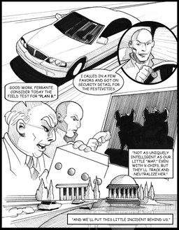 anthro bald balding car carrier dialogue dust group male pavilion plant steering_wheel text tree vehicle water chris_fischer dr._snow_(chris_fischer) human mammal mouse murid murine rodent comic english_text hi_res monochrome