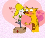 anthro clothed clothing duo female heart_symbol kissing male male/female tail petunia43 catdog_(series) nickelodeon felinius_cat shriek_dubois canid canine canis domestic_cat domestic_dog felid feline felis mammal poodle 6:5