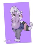 anthro areola big_breasts bottomwear breasts clothed clothing female furgonomics green_eyes hands_behind_head hotpants male nipple_piercing nipples piercing pose pregnant pregnant_anthro pregnant_female purple_areola purple_nipples shorts simple_background solo tail tail_clothing tail_warmer topless drayx mythology nintendo pokemon dragon generation_6_pokemon goodra mythological_creature mythological_scalie pokemon_(species) scalie absurd_res digital_media_(artwork) hi_res