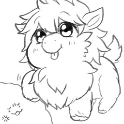 ambiguous_feral ambiguous_gender candy chibi cotton_candy dessert duo feral fluffy fluffy_chest food hand_on_another's_head hooves tail tongue tongue_out young young_ambiguous young_feral yellowcottoncandy030 fluffy_pony fluffy_pony_(species) food_creature mammal 1:1 2025 black_and_white digital_drawing_(artwork) digital_media_(artwork) hi_res monochrome
