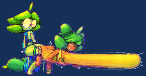 abdominal_bulge ahoge ambiguous_penetration big_bulge big_penis blue_body bodily_fluids bulge butt clothing duo eyewear female footwear genital_fluids genitals glasses green_body green_clothing green_eyes green_footwear green_hair green_socks green_topwear grin hair hand_on_butt huge_penis hyper hyper_abdominal_bulge hyper_genitalia hyper_penis looking_at_another looking_back machine male male/female motion_lines narrowed_eyes penetration penis simple_background smile socks tan_body topwear transparent_background vaginal_fluids bitwily midori_(bitwily) human humanoid mammal robot robot_humanoid 2023 aliasing alpha_channel digital_media_(artwork) dithering