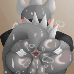 anthro anus back_spikes balls black_clothing black_suit blush bodily_fluids bottomless breath business_suit butt clothed clothing femboy gaping gaping_anus genitals head_horn horn leaning leaning_forward male musk penis perineum presenting presenting_hindquarters rear_view solo spikes spikes_(anatomy) spread_butt spreading suit sweat tail tail_aside toony topwear anonymous_artist godzilla_(series) kinktober kinktober_2025 toho angirasu anguirus dinosaur prehistoric_species reptile scalie 1:1 2025 digital_drawing_(artwork) digital_media_(artwork) digital_painting_(artwork) half-length_portrait painting_(artwork) portrait