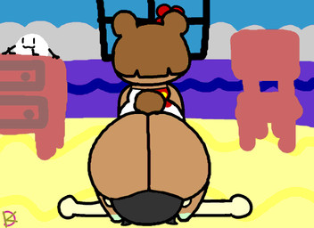 anthro big_butt bottomless bubble_butt butt clothed clothing duo facesitting female female_facesitting_male female_on_human female_on_top gesture hand_gesture male male/female on_top shaking_butt shortstack sitting sitting_on_another smothering tail thumbs_up klutzatdusk animal_crossing nintendo june_(animal_crossing) villager_(animal_crossing) bear human mammal 11:8 2d_animation animated