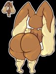 ambiguous_gender anthro big_butt brown_body brown_fur butt fur huge_butt long_ears looking_away multicolored_body multicolored_fur nude rear_view scut_tail short_tail solo tail thick_thighs two_tone_body two_tone_fur wide_hips yellow_body yellow_fur sweetdull nintendo pokemon generation_4_pokemon lopunny pokemon_(species) 2023 alpha_channel