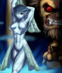 breasts female group rape_face solo_focus mafen nintendo ocarina_of_time the_legend_of_zelda darunia princess_ruto animal_humanoid fish fish_humanoid goron humanoid marine marine_humanoid zora 2009 digital_media_(artwork)