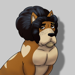 black_eyes black_hair brown_body feral hair piercing solo crowundeadcat venus_(jacky_arts) canid canine canis domestic_dog mammal 1:1 hi_res meme